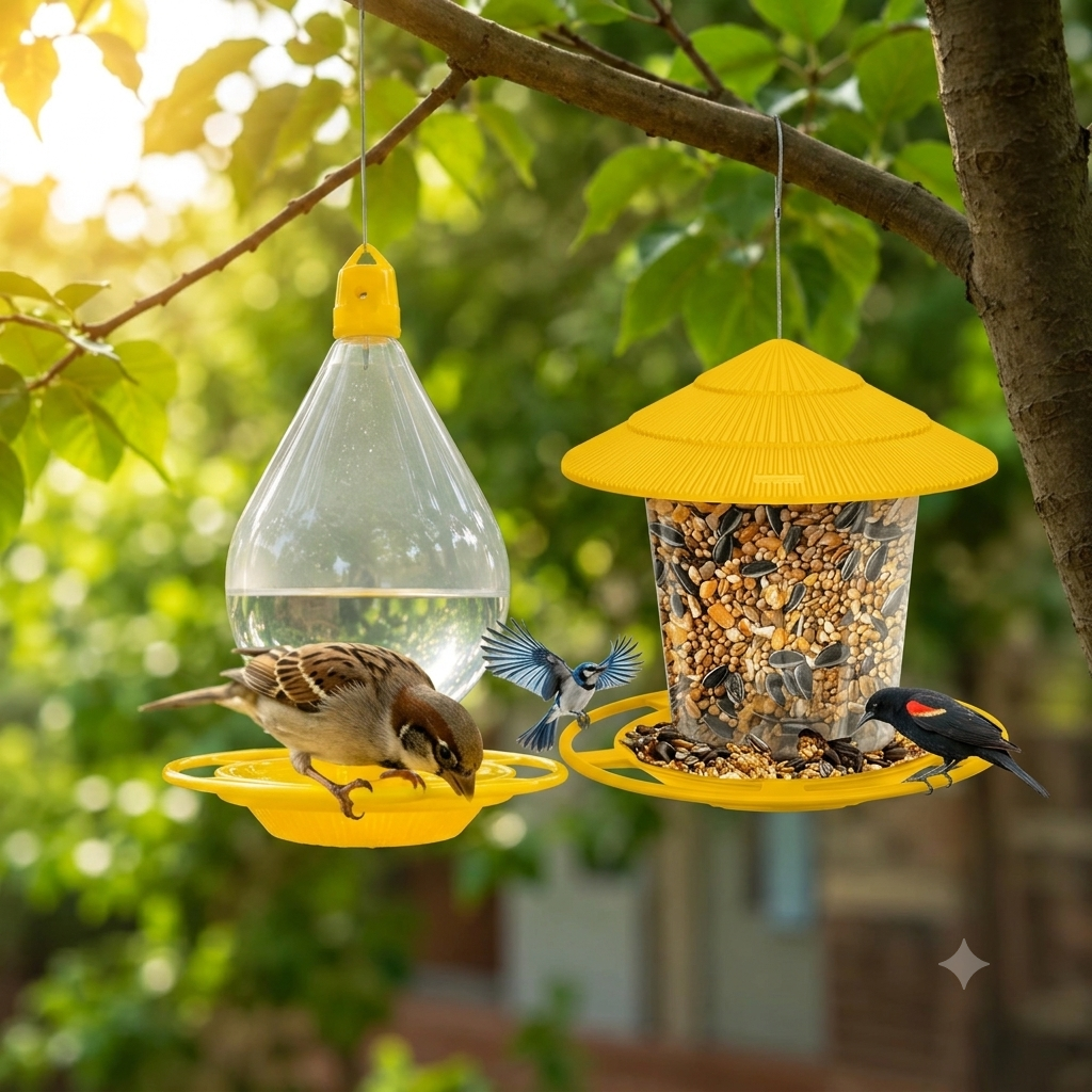 Bird Feeder &amp; Hanging Drinker Combo Set (2-in-1)