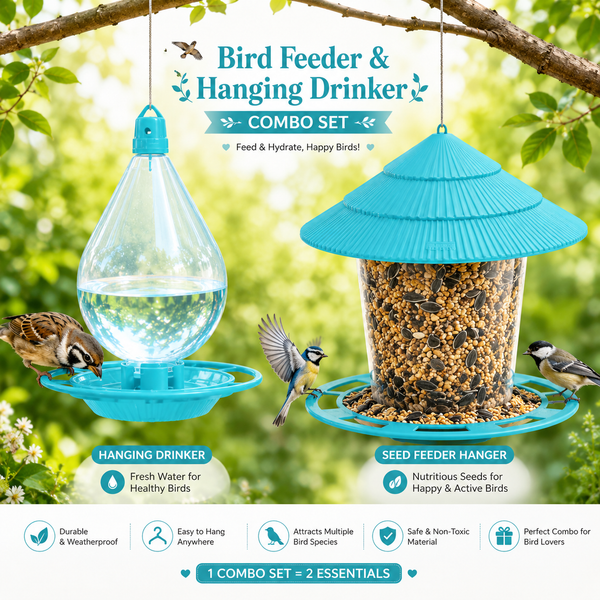 Bird Feeder &amp; Hanging Drinker Combo Set (2-in-1)