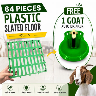 Plastic Slated Floor (64 Pieces Heavy Duty Bundle) + 1 FREE  Goat Auto Drinker