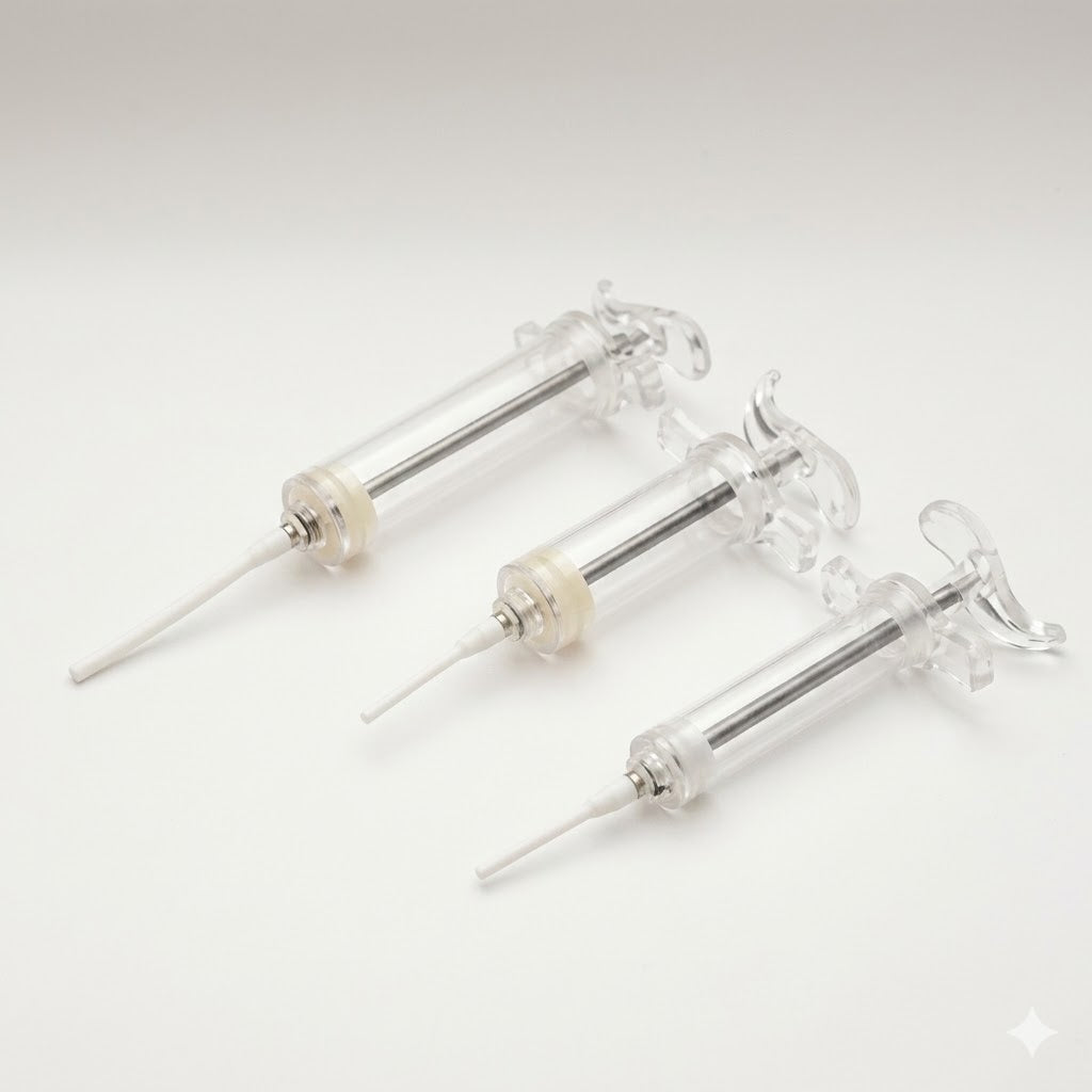 Syringe with white soft tube