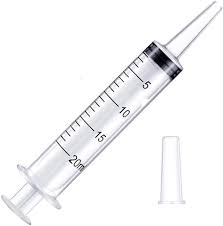syringe with white simple feeding pipe