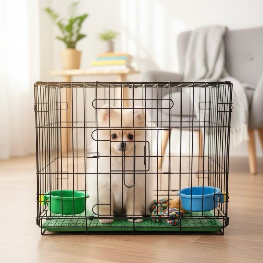 Foldable Pets cage With 2 Free Feeding Bowls