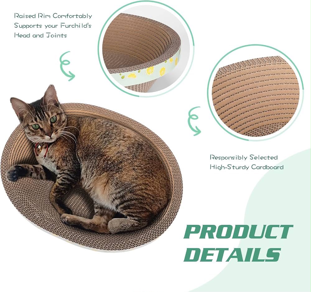 Round Bowl-Shaped Cardboard Cat Scratcher Bed