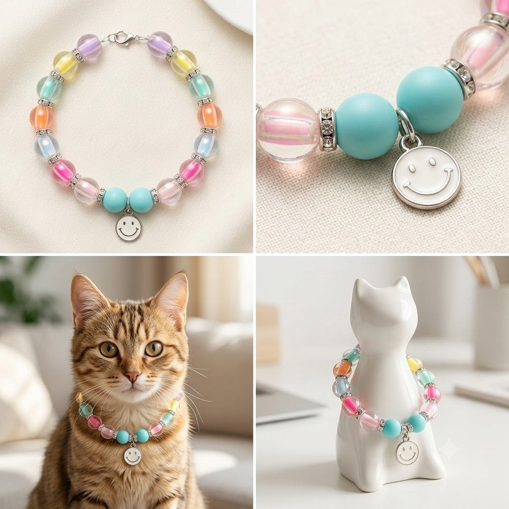 Cute Smiley Beaded Cat Necklace