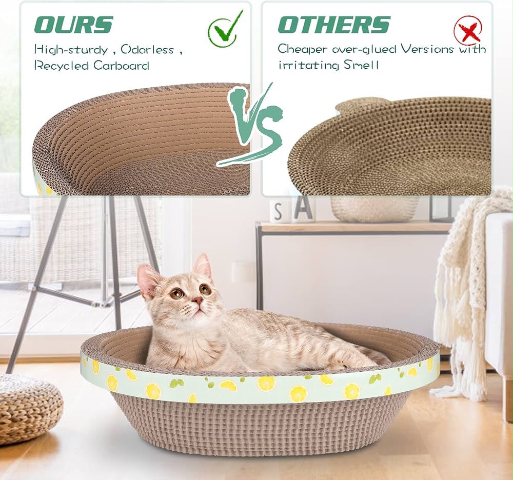 Round Bowl-Shaped Cardboard Cat Scratcher Bed