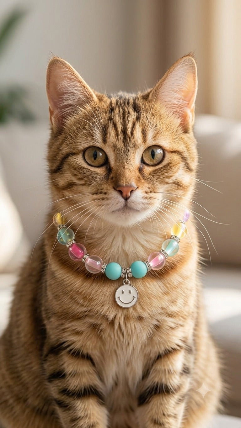 Cute Smiley Beaded Cat Necklace