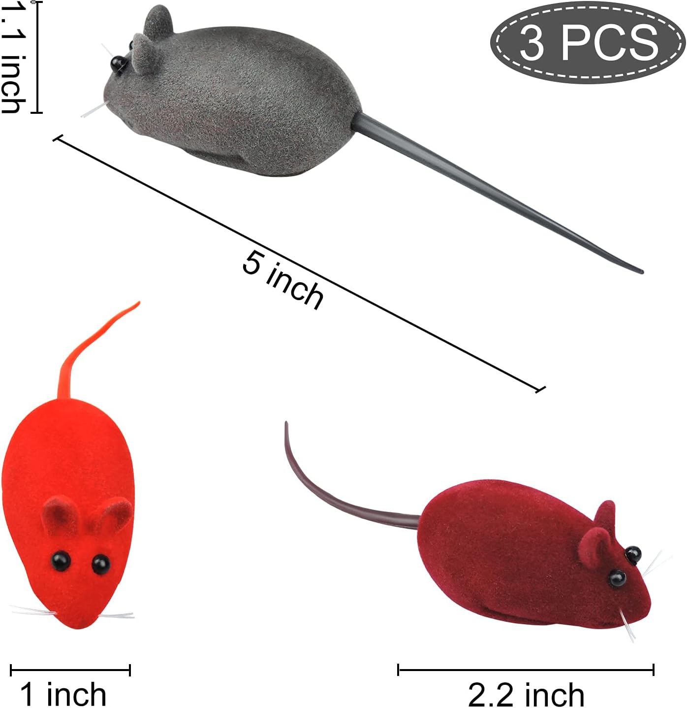 Vocal Mouse Cat Toy (Pack of 3 PCs)