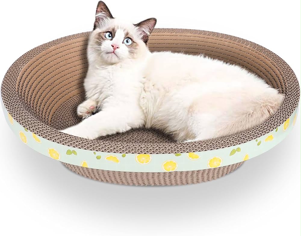Round Bowl-Shaped Cardboard Cat Scratcher Bed