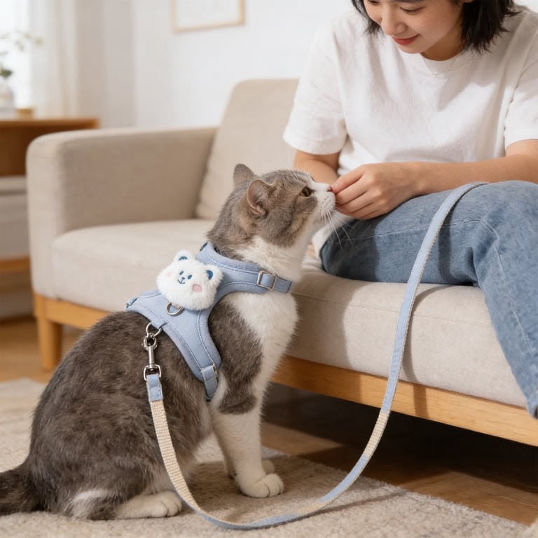 Cute Plush Bear Cat Harness & Leash Set