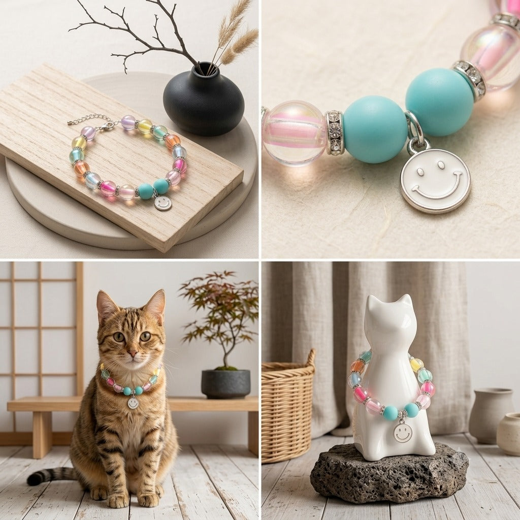 Cute Smiley Beaded Cat Necklace