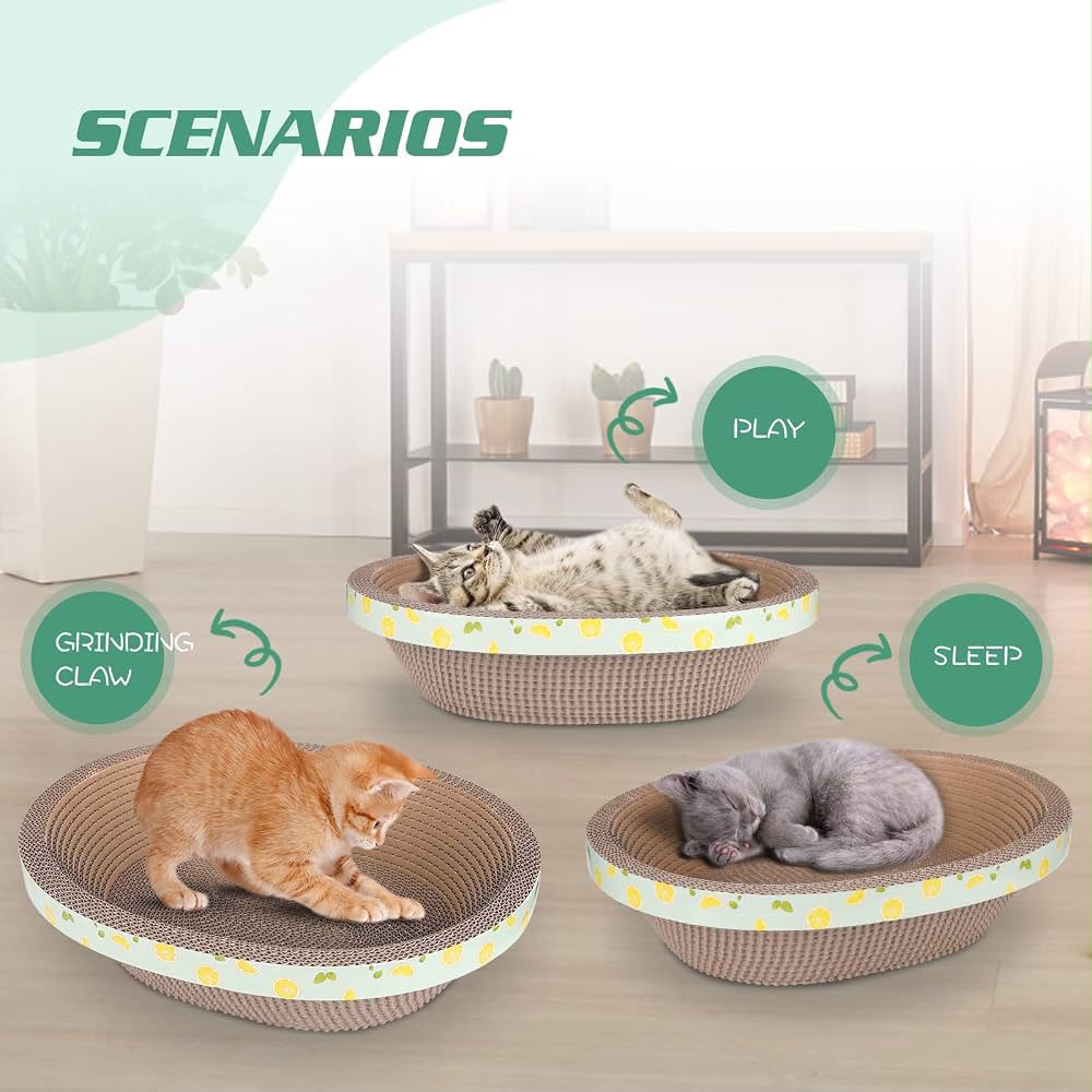 Round Bowl-Shaped Cardboard Cat Scratcher Bed