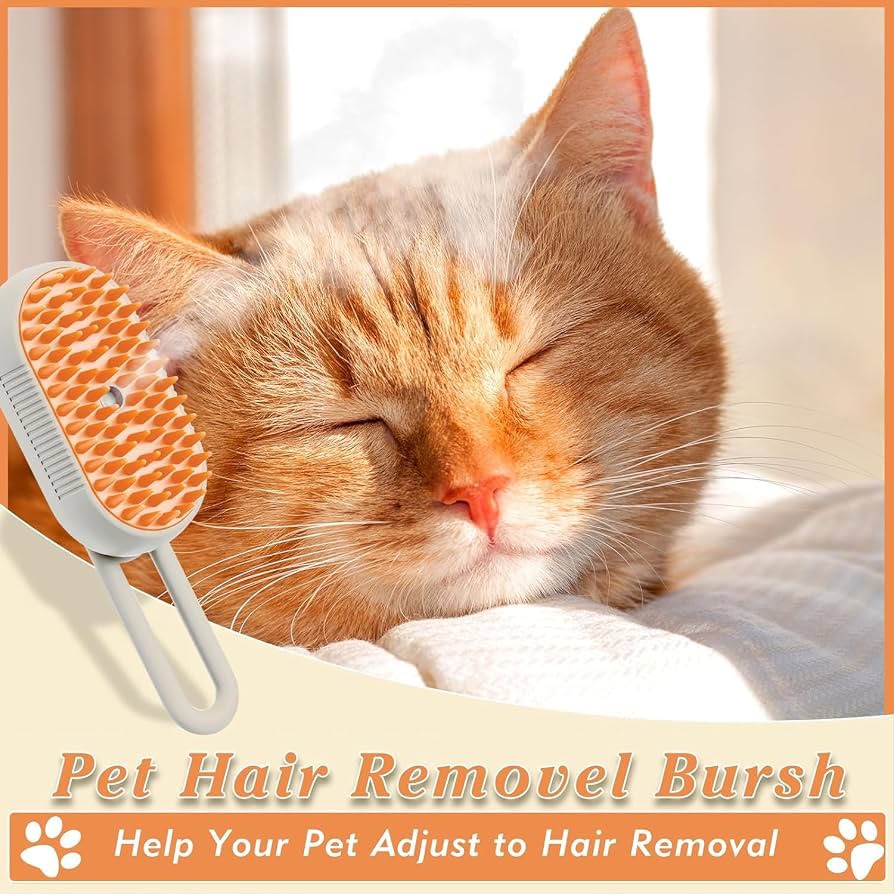 3-in-1 Electric Steamy Pet Grooming Brush with Handle