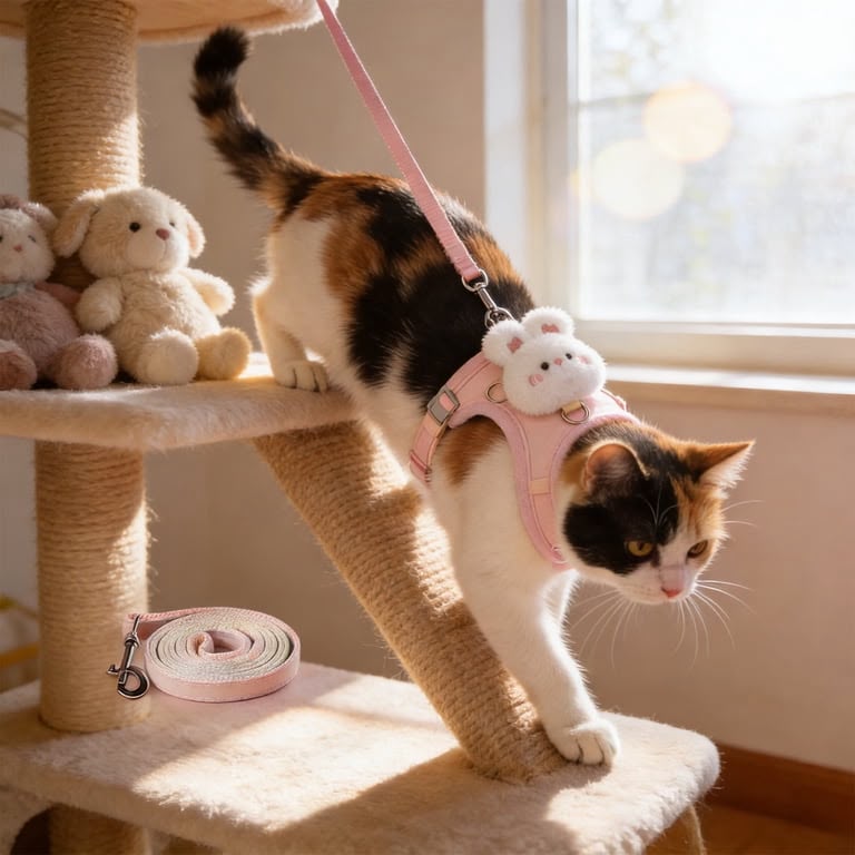 Cute Plush Bear Cat Harness & Leash Set