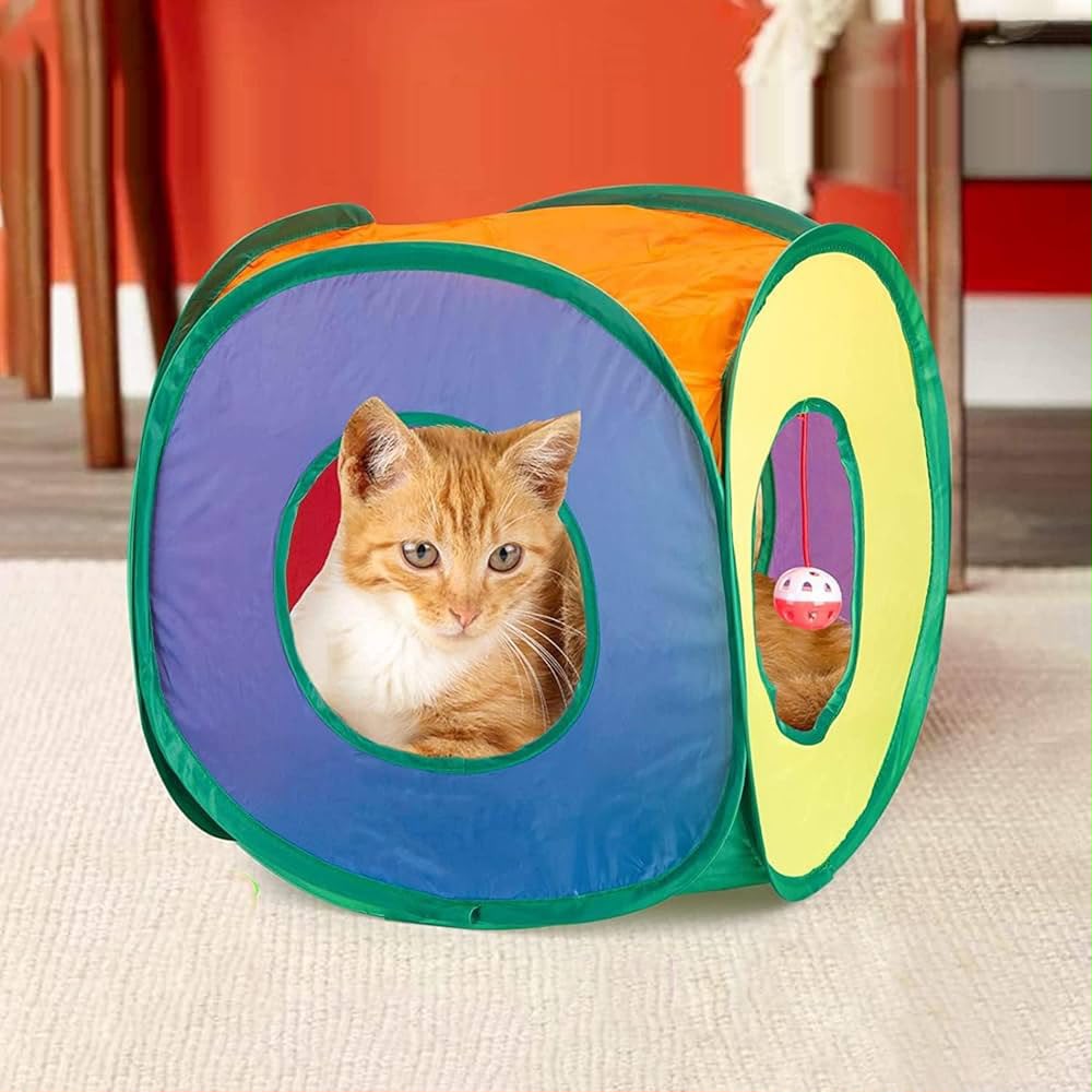 Collapsible Rainbow Cat Play Tunnel