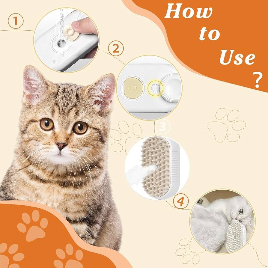 3-in-1 Electric Steamy Pet Grooming Brush with Handle
