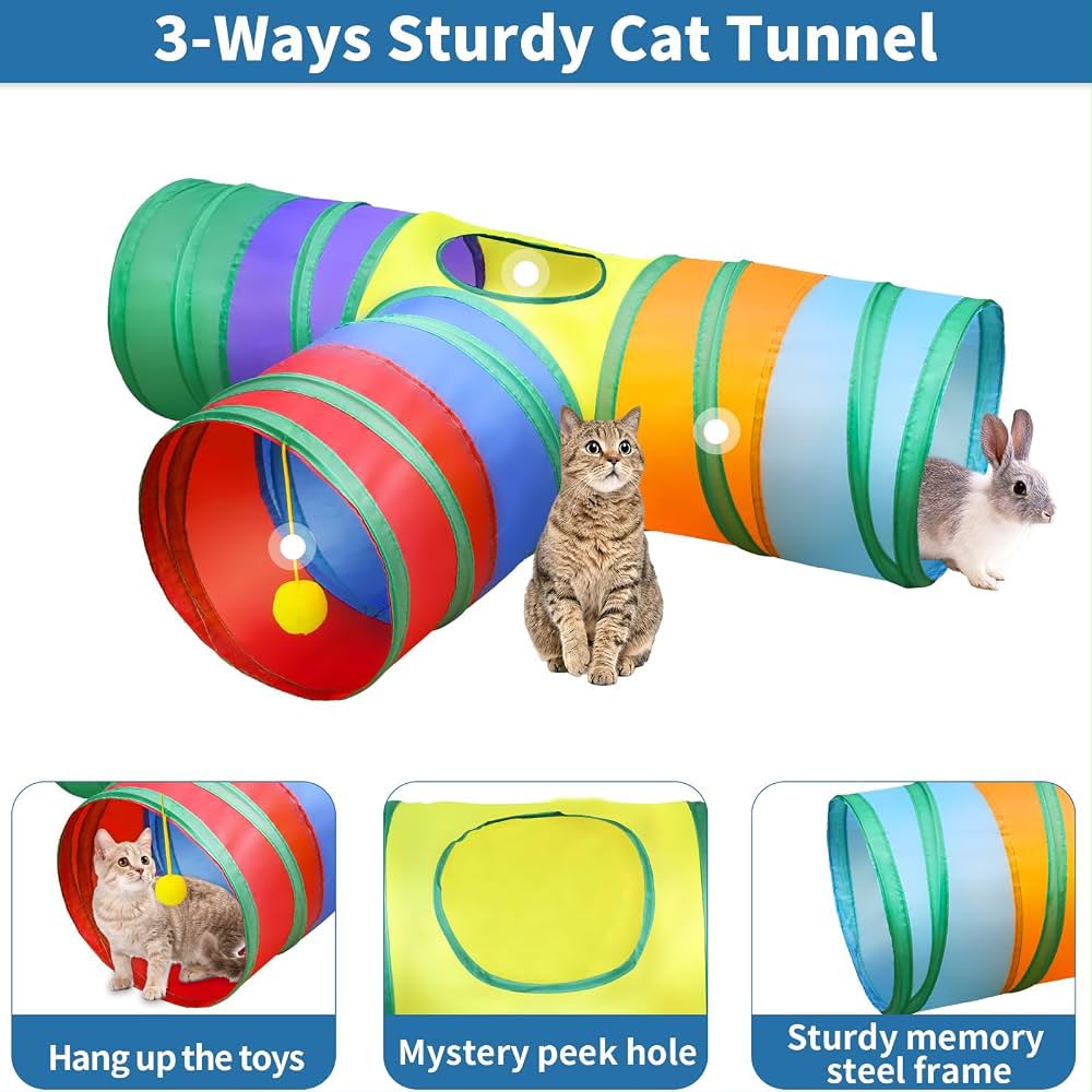 Collapsible Interactive Cat Play Tunnel (3-Way & 4-Way)