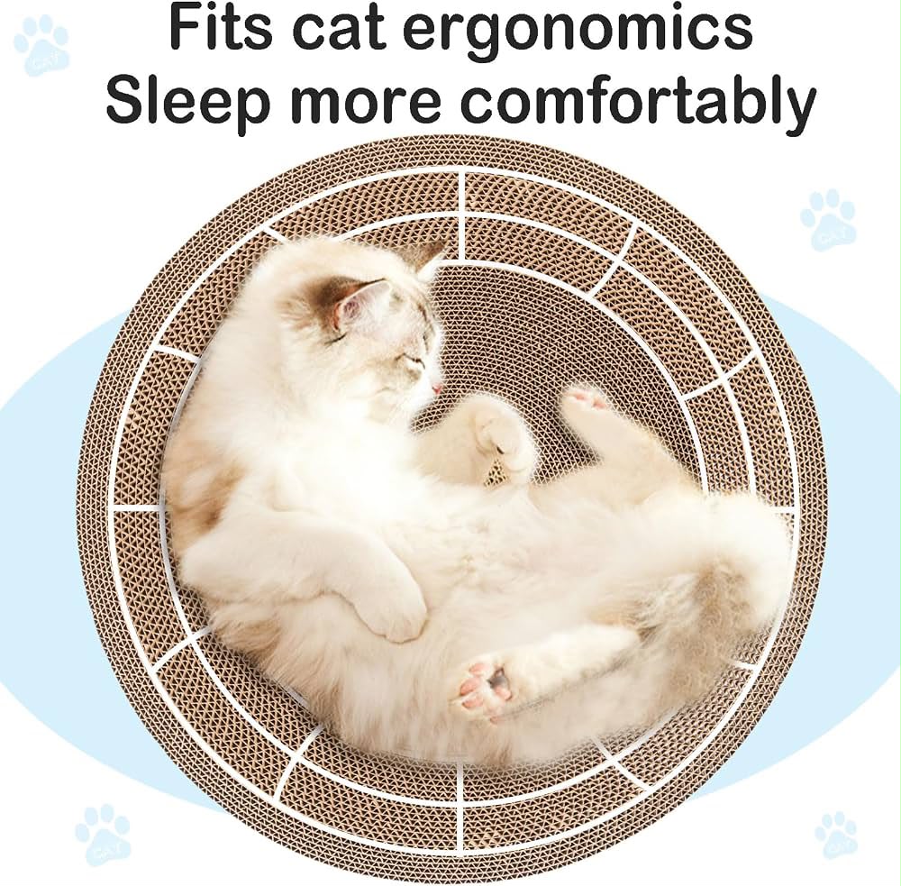 Round Bowl-Shaped Cardboard Cat Scratcher Bed