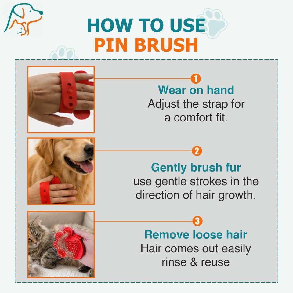 Paw Shape Pet Grooming Hand Brush for Cats & Dogs